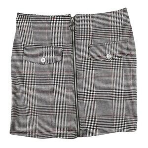 Lina‎ Chix Women's Plaid Mini Skirt XS Grunge Y2K Zip Front Punk Academia